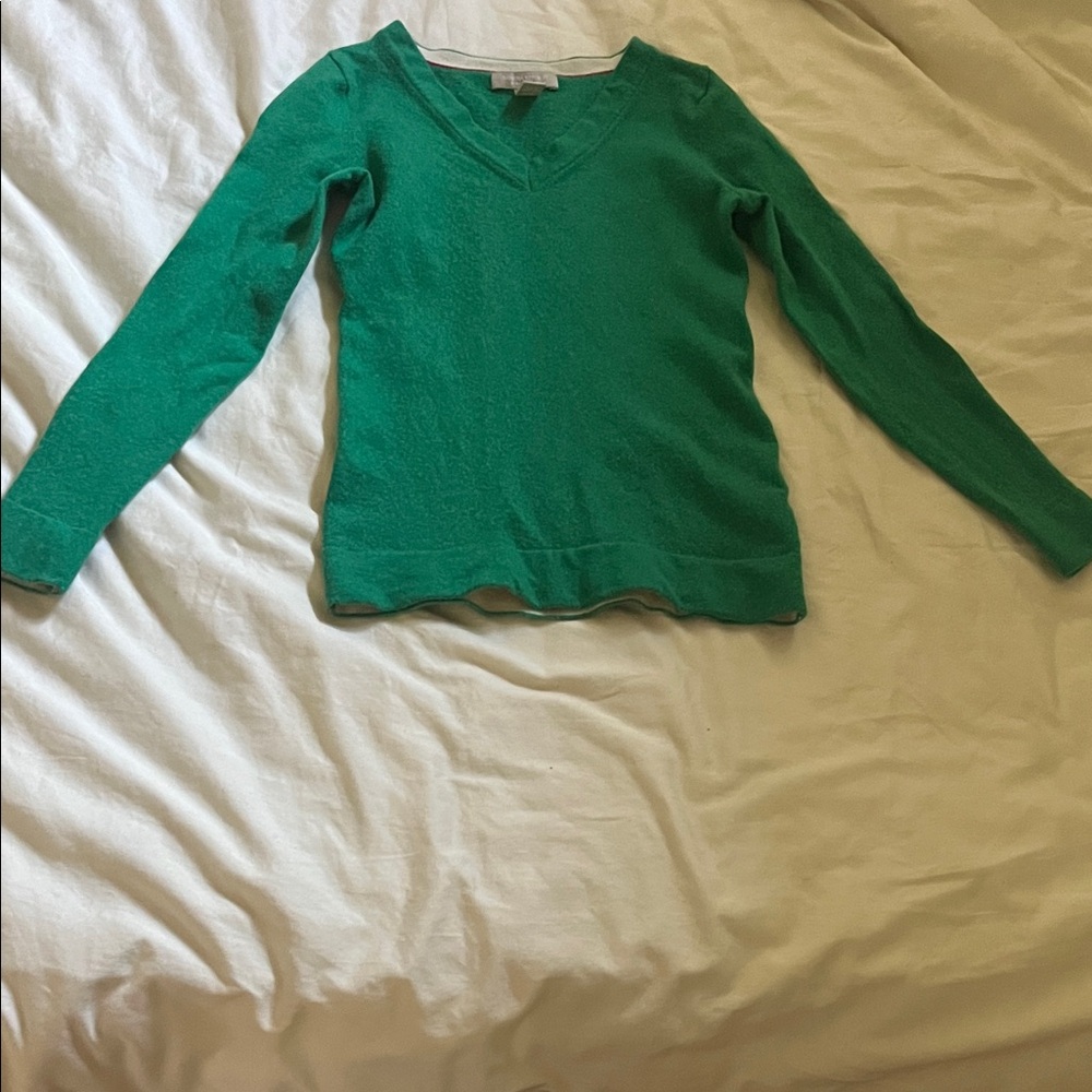 Banana Republic Vibrant Green V-Neck Sweater